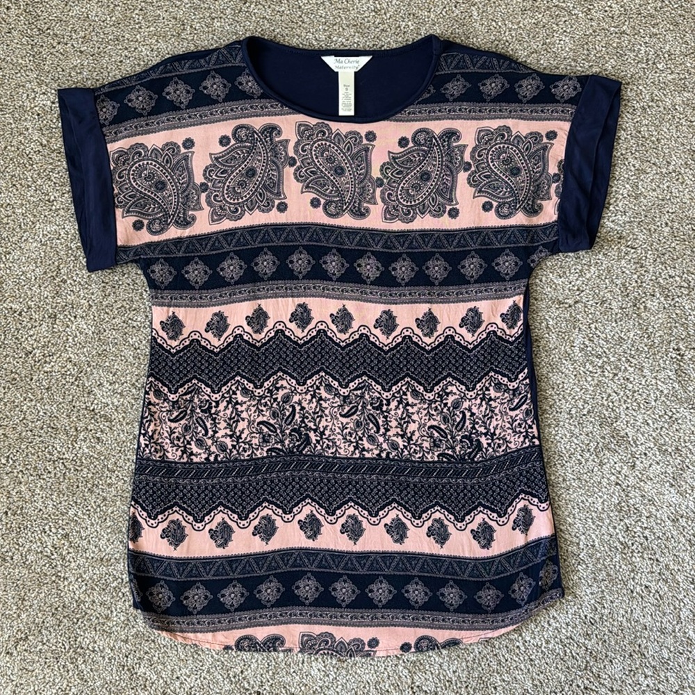 MaCherie Maternity Paisley Short Sleeve Top